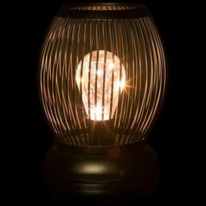 LED Stand Leuchte Flammen Effekt schwarz gold mit Netzstecker 44cm hoch